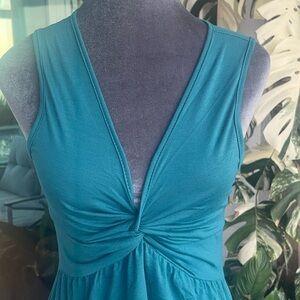 SHEIN Teal Knot-Front Sleeveless Midi Dress